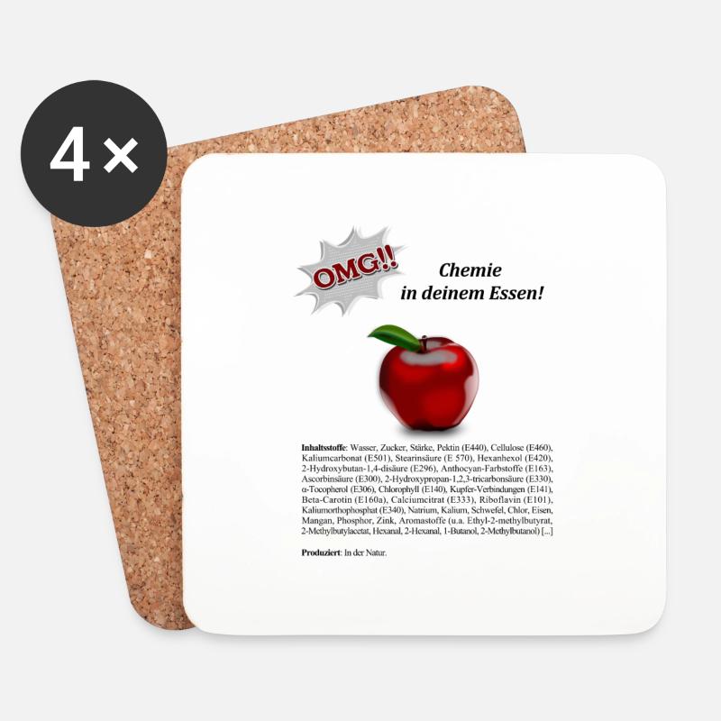 OMG Chemie in deinem Essen. Apfel. Geschenk. Idee. - Untersetzer (4er-Set) - Weiß
