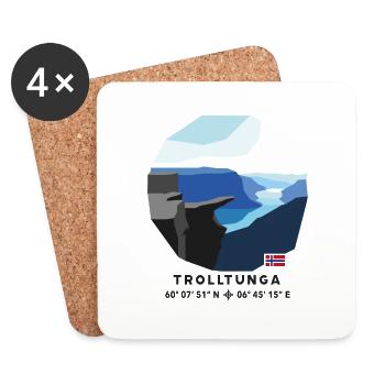Trolltunga Fels Hardangerfjord Norwegen Flagge - Untersetzer (4er-Set) - Weiß - Vorne