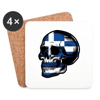 Griechenland Totenkopf Grieche Griechisch Ouzo - Untersetzer (4er-Set) - Weiß - Vorne