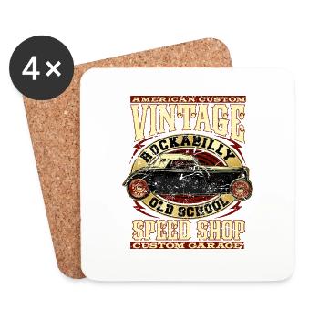 American Custom Hot Rod Vintage Rockabilly - Coasters (set of 4) - white - Front