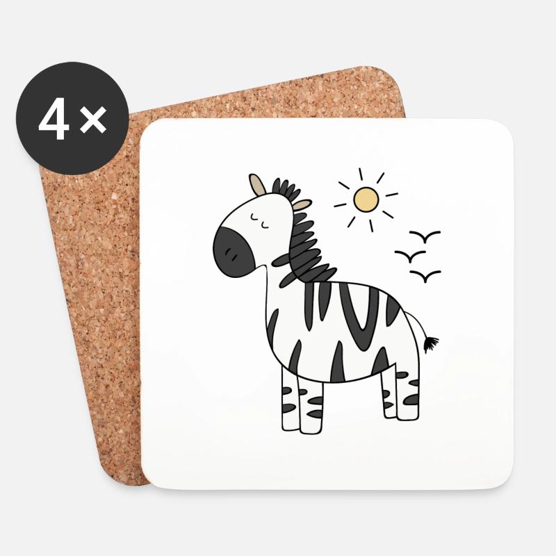 Zebra - Untersetzer (4er-Set) - Weiß