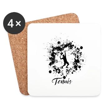 Joueur de tennis tennis jeu tennis j'aime le tennis - Dessous de verre (lot de 4) - blanc - Devant
