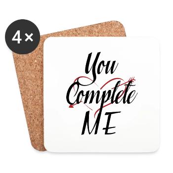 Valentine's Day Sayings You Complete Me Gift - Coasters (set of 4) - white - Front