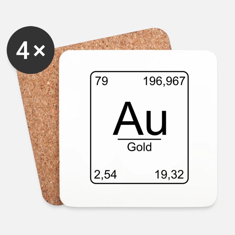 Gold, Periodensystem, Chemie, Physik, Element - Untersetzer (4er-Set) - Weiß