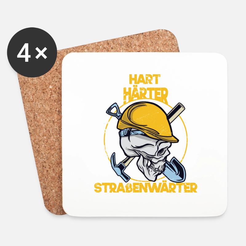 hart härter straßenwärter Straßenbau Bauarbeiter - Untersetzer (4er-Set) - Weiß