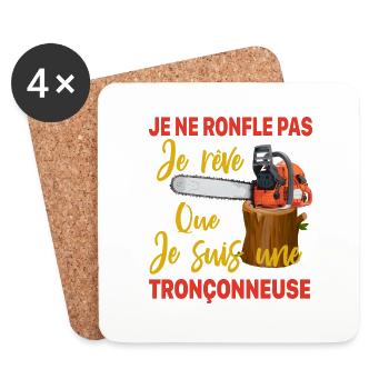 Bûcheron je ne ronfle pas je rêve Tronçonneuse - Dessous de verre (lot de 4) - blanc - Devant