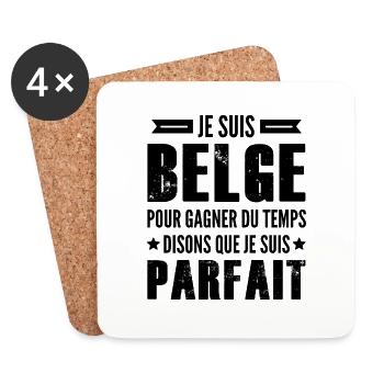 je suis belge parfait / humour homme belge - Dessous de verre (lot de 4) - blanc - Devant