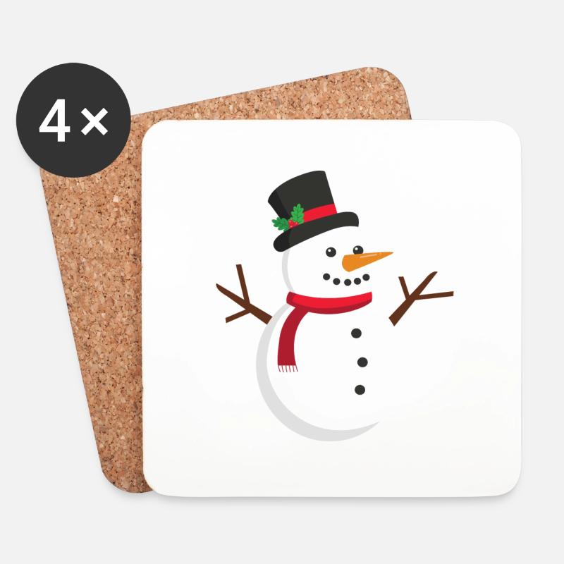Schneemann - Untersetzer (4er-Set) - Weiß