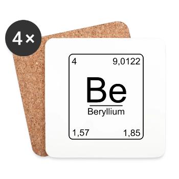 béryllium, tableau périodique, chimie, physique, élément - Dessous de verre (lot de 4) - blanc - Devant