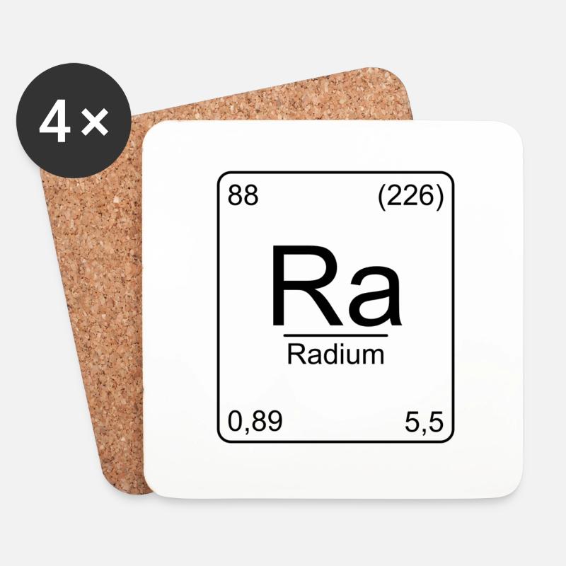 Radium, Periodensystem, Chemie, Physik, Element, - Untersetzer (4er-Set) - Weiß
