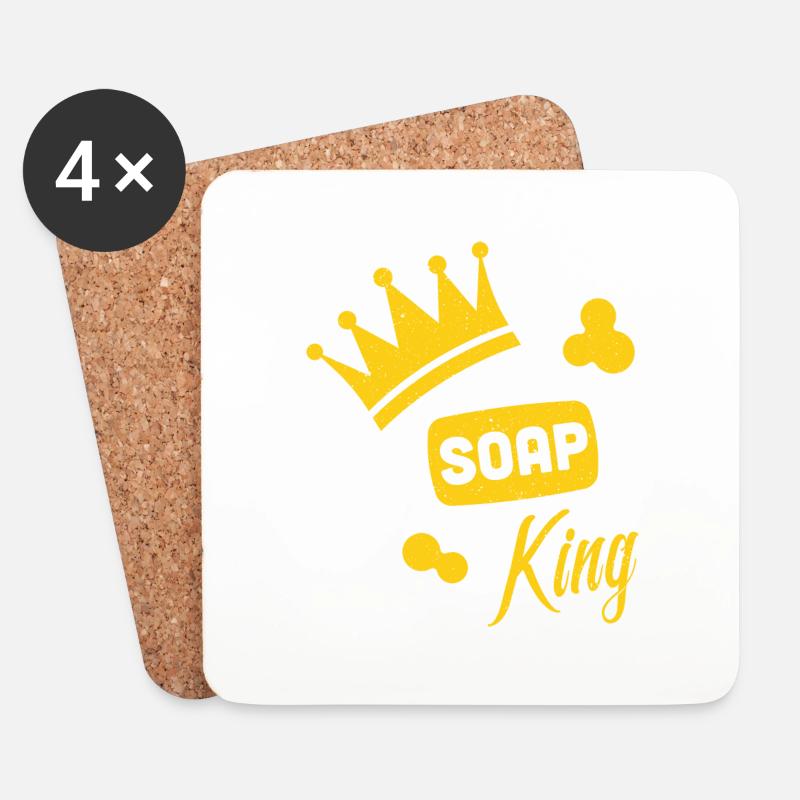 Seife König - Verseifung Seife Maker Geschenk - Untersetzer (4er-Set) - Weiß