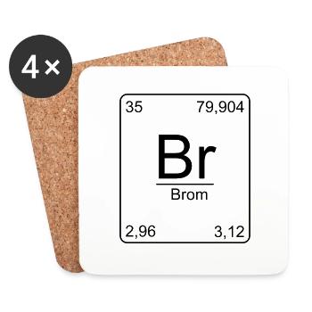 Brom, Periodensystem, Chemie, Physik, Element, Per - Untersetzer (4er-Set) - Weiß - Vorne