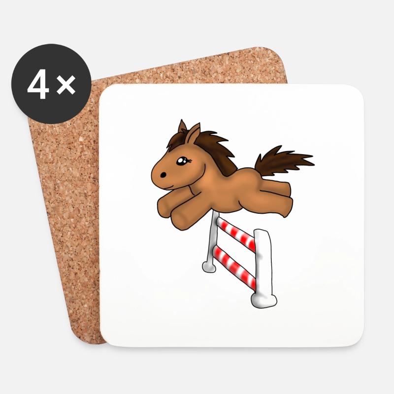 Springreiten - Untersetzer (4er-Set) - Weiß