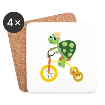 Turtle on tricycle - Coasters (set of 4) - white - Front