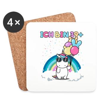 40 Geburtstag Frauen Männer Deko Geschenk Einhorn - Untersetzer (4er-Set) - Weiß - Vorne