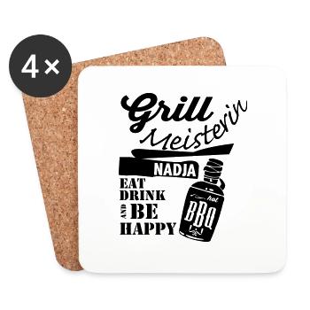 Grill master Nadja - Coasters (set of 4) - white - Front