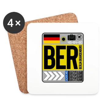 flughafen Berlin - Untersetzer (4er-Set) - Weiß - Vorne