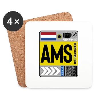 Flughafen Amsterdam Schipol - Untersetzer (4er-Set) - Weiß - Vorne