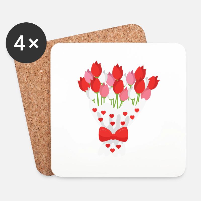 Blumenstrauß - Untersetzer (4er-Set) - Weiß