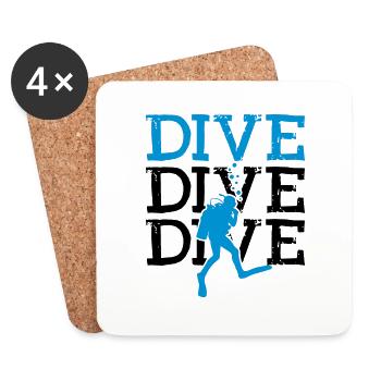 Dive Tshirt Funny - Dessous de verre (lot de 4) - blanc - Devant