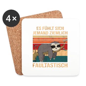Fühlt sich Faultastisch Lustiger Faultier Spruch - Untersetzer (4er-Set) - Weiß - Vorne