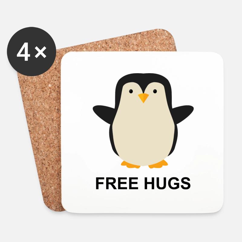 Pinguin Free Hugs süß - Untersetzer (4er-Set) - Weiß
