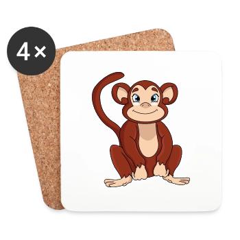 Affe - Untersetzer (4er-Set) - Weiß - Vorne