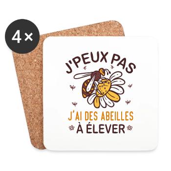 Abeille Apiculteur Drôle Abeille Cadeau Apiculture - Dessous de verre (lot de 4) - blanc - Devant