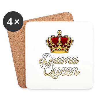 Drama Queen - Illustration de la couronne inspirée du tatouage - Dessous de verre (lot de 4) - blanc - Devant