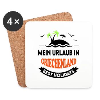 Urlaub Ferien Reise GRIECHENLAND - Untersetzer (4er-Set) - Weiß - Vorne