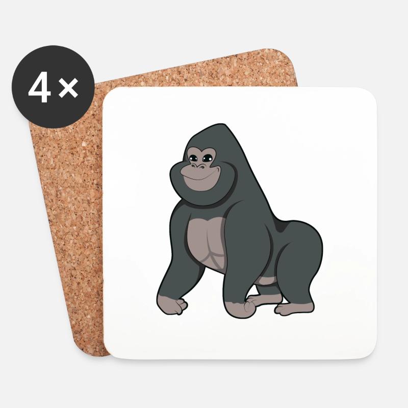 Gorilla - Untersetzer (4er-Set) - Weiß