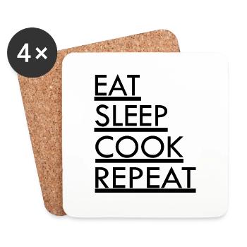 Cuisiner cuisiner Kitchen de la nourriture - Dessous de verre (lot de 4) - blanc - Devant