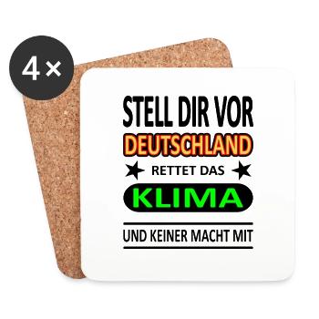 Deutschland rettet das Klima - Version 1-Satire - Untersetzer (4er-Set) - Weiß - Vorne