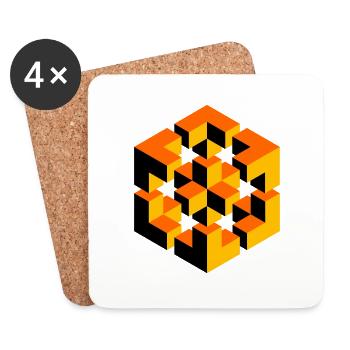personnage impossible Escher cube magique géométrie - Dessous de verre (lot de 4) - blanc - Devant