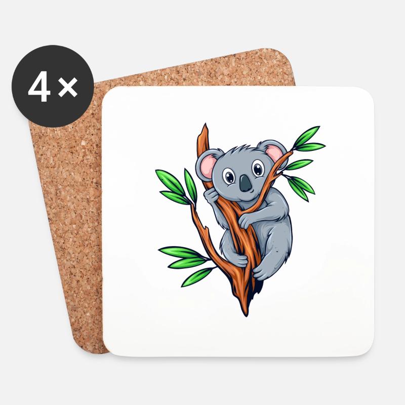 Koalabär Koala Bambus - Untersetzer (4er-Set) - Weiß