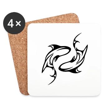 Requins - Yin Yang - Dans toutes les couleurs Vector - Dessous de verre (lot de 4) - blanc - Devant