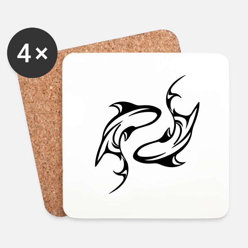 Haie - Yin Yang - In alle Vector Farben - Untersetzer (4er-Set) - Weiß