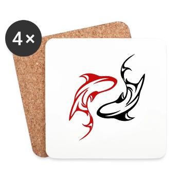 Requins - Yin Yang - Dans toutes les couleurs Vector - Dessous de verre (lot de 4) - blanc - Devant