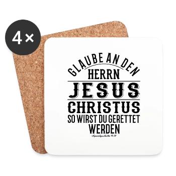 Jesus-Christ Chemise pour dames et messieurs Chrétiens - Dessous de verre (lot de 4) - blanc - Devant