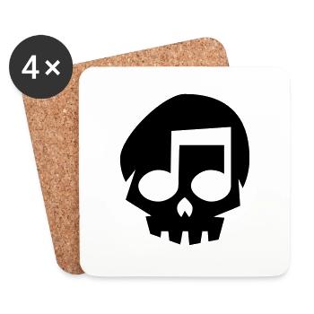 Skull Music Rockabilly Rock Metal Skull - Coasters (set of 4) - white - Front