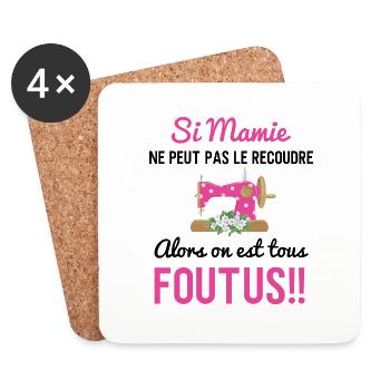 Si mamie ne peut pas le recoudre humour couture - Dessous de verre (lot de 4) - blanc - Devant