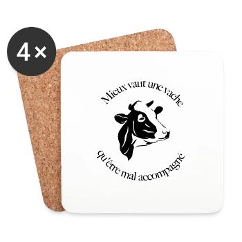 mieux vaut unevache qu'être mal accompagné - Dessous de verre (lot de 4) - blanc - Devant