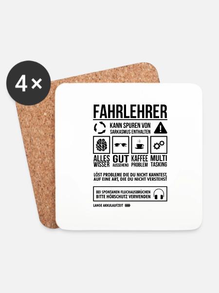 Fahrlehrer Black - Untersetzer (4er-Set) - Weiß