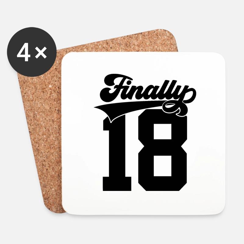 FINALLY 18 VOLLJÄHRIG 18. GEBURTSTAG ENDLICH 18 - Untersetzer (4er-Set) - Weiß