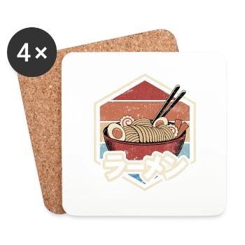 Japon Ramen japonais Kanji Kawaii Anime - Dessous de verre (lot de 4) - blanc - Devant