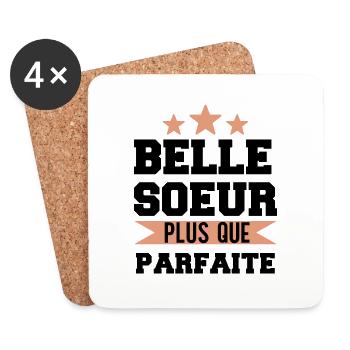 Belle soeur plus que parfaite. Cadeau belle soeur. - Dessous de verre (lot de 4) - blanc - Devant