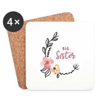 Flower Vine Big Sister - Coasters (set of 4) - white - Front