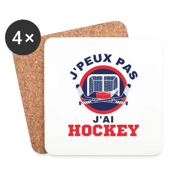 J'peux pas j'ai Hockey Idée cadeau original - Dessous de verre (lot de 4) - blanc - Devant