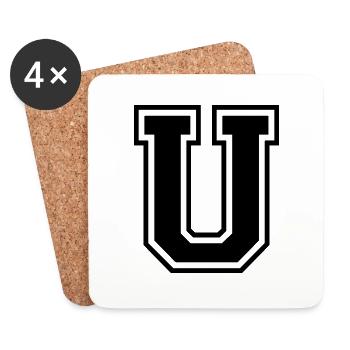 Letter U Team Football Baseball Basketball University - Coasters (set of 4) - white - Front