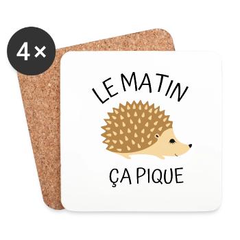 Le matin ça pique - Dessous de verre (lot de 4) - blanc - Devant